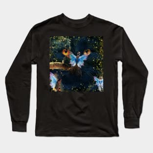 Black cat, fairy fairies, magic, sparkles Long Sleeve T-Shirt